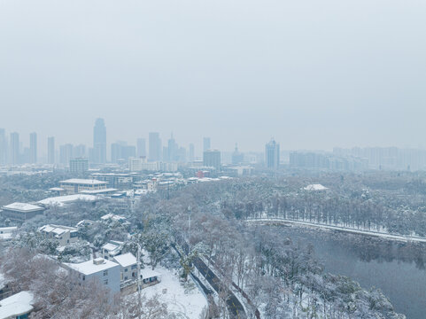 武汉东湖风景区雪景风光