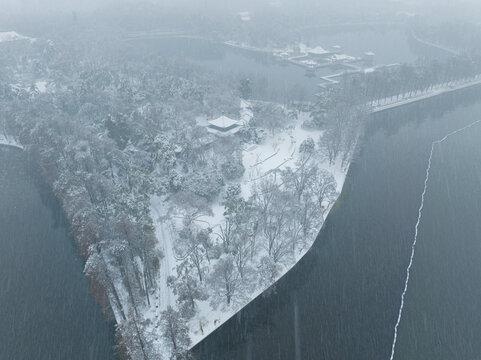 武汉东湖风景区雪景风光