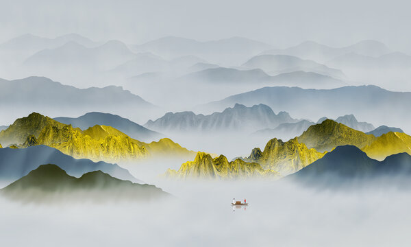 抽象水墨山水畫