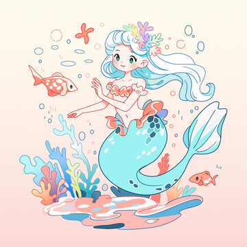 美人魚插畫