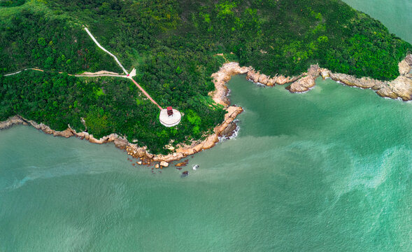 海岛观景塔海边航拍台州温岭石塘