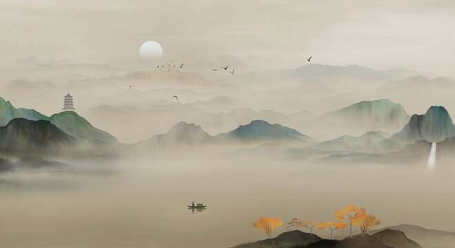 國(guó)畫山水圖