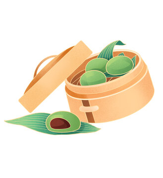 簡約創(chuàng)意手繪清明青團(tuán)寒食節(jié)插畫