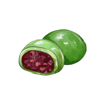 清明節(jié)日美食青團(tuán)水彩插畫