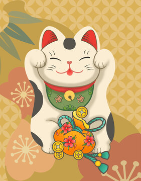 可愛白色招財(cái)貓
