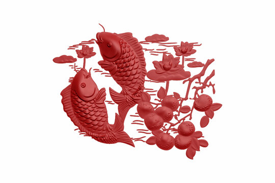 魚花紋圖案雕刻