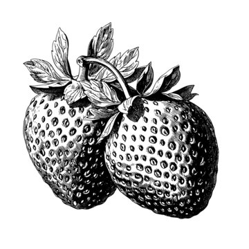 草莓素描版画矢量素材