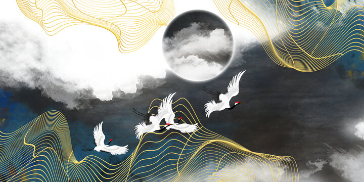 抽象高端金線抽象畫(huà)