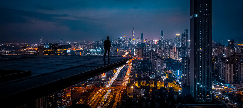 深圳深南大道夜景全景