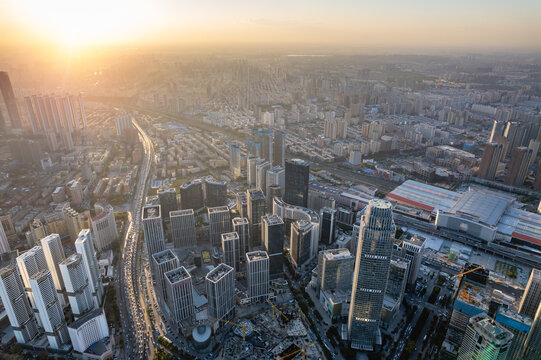 航拍中国辽宁沈阳北站附近建筑