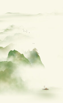 極簡(jiǎn)禪意新中式山水畫