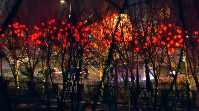 新年红灯城市夜景