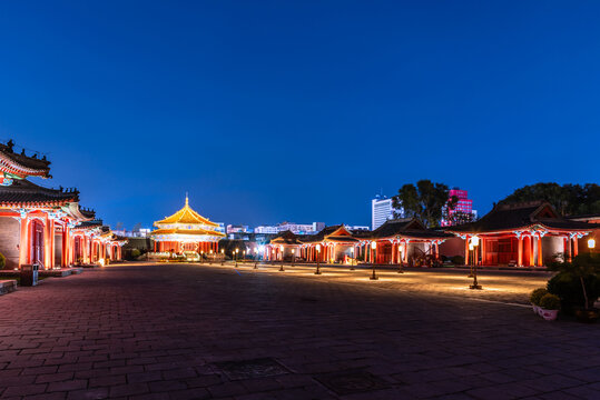 中国辽宁沈阳故宫大政殿夜景