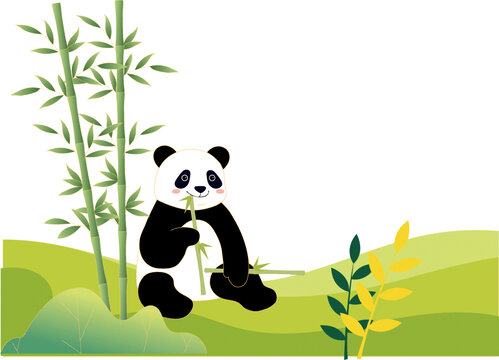 可愛的熊貓?jiān)诔灾褡? style=