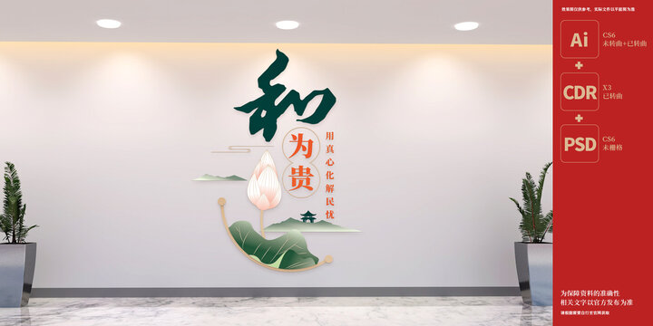 豎版中式調(diào)解室文化墻