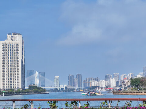 海南海口海景城市风光