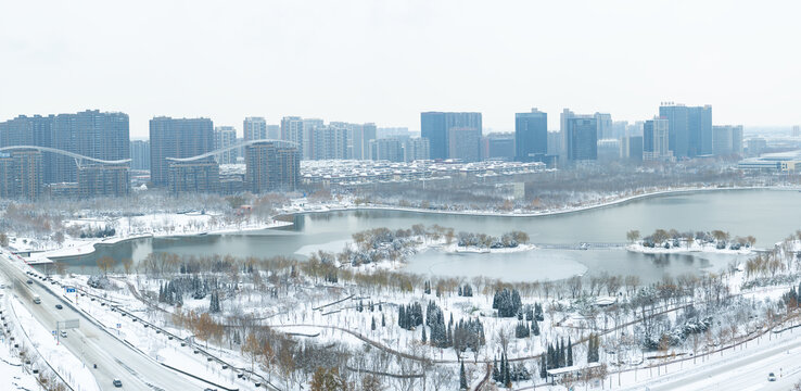 城市路口雪景十字路口雪景公园