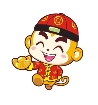卡通可愛猴掌柜形象矢量圖