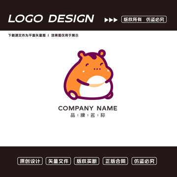 卡通河马logo标志