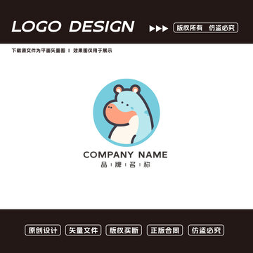 卡通河马logo标志