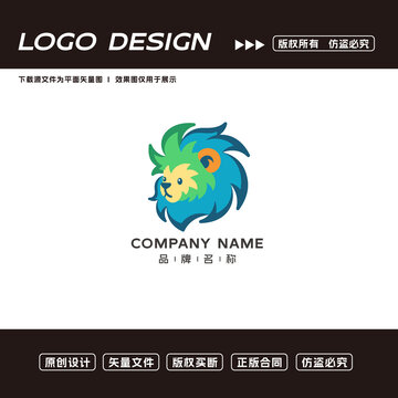 卡通狮子logo标志