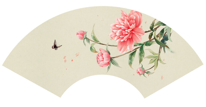 古風(fēng)芍藥扇面