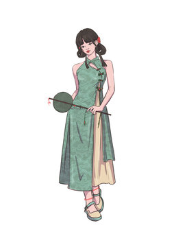 國(guó)風(fēng)美女插畫