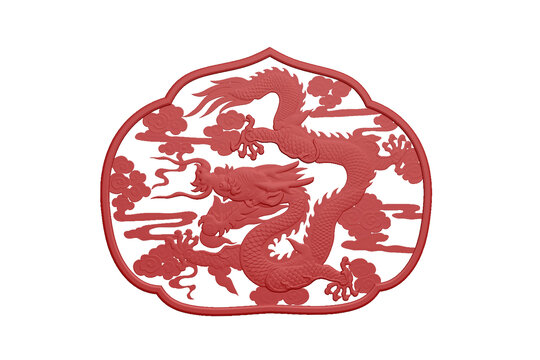龍花紋圖案雕刻