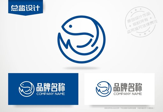鱼设计logo海产品标志