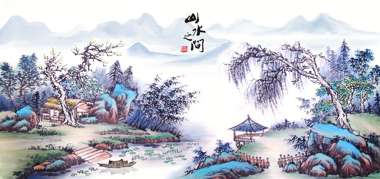 仿古山水画