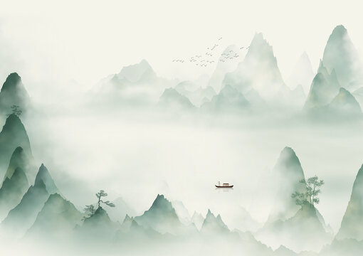 新中式水墨風(fēng)山水