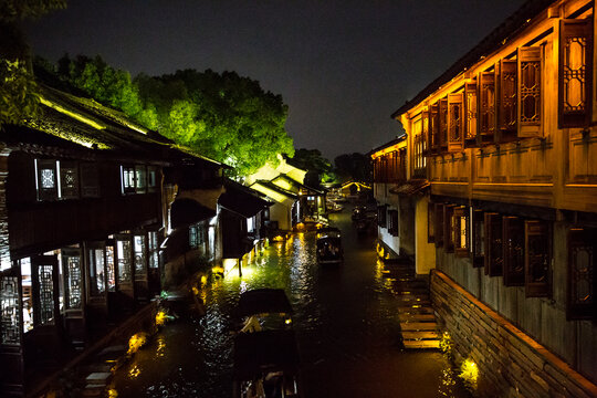 乌镇水乡夜景