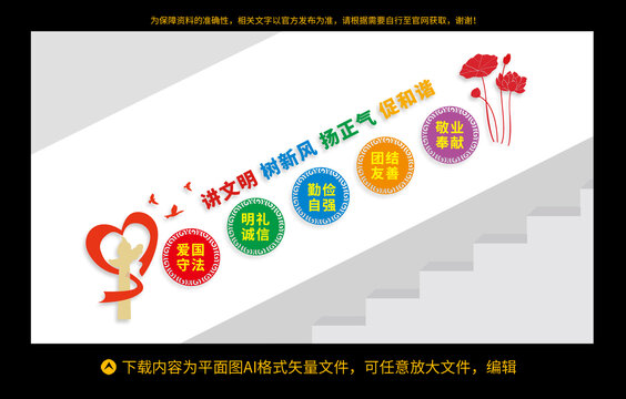 講文明樹新風(fēng)樓梯文化墻