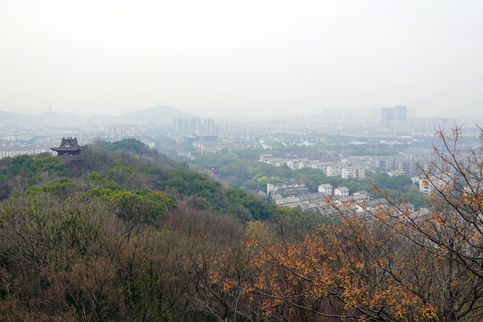 俯瞰绍兴城区绍兴古城远眺