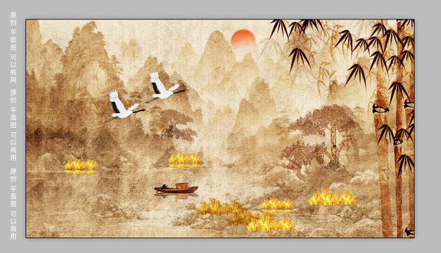 原創(chuàng)山水壁畫
