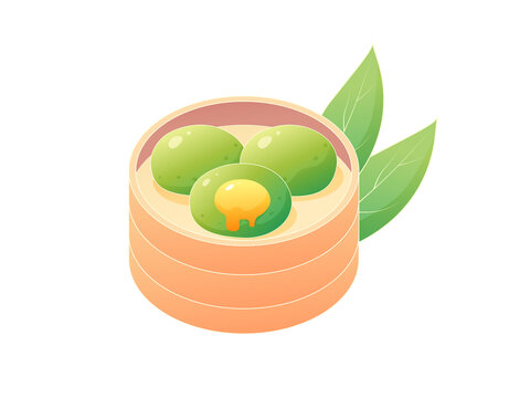 矢量插畫(huà)清明節(jié)青團(tuán)
