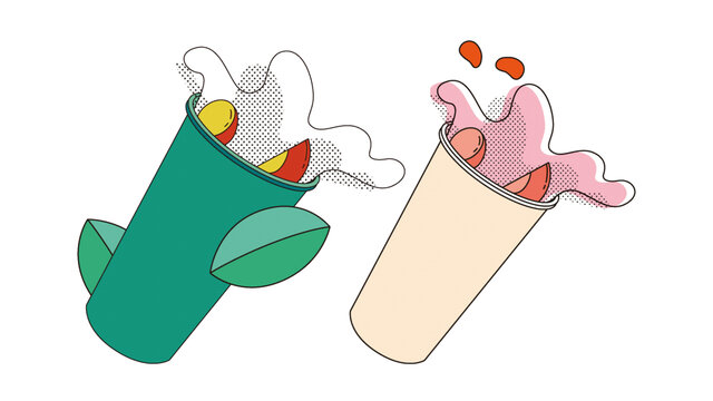 泼出果汁饮料矢量插画