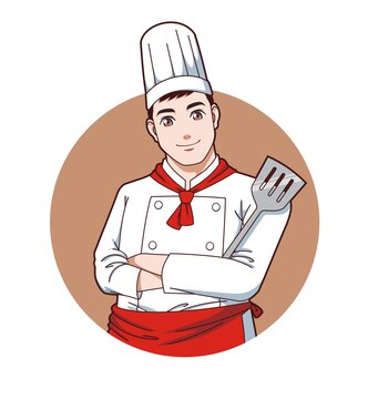 卡通年轻男厨师头像矢量图