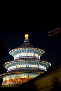 夜幕下的北京天坛夜景