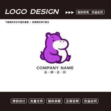 卡通河马logo标志