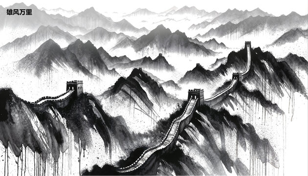 水墨長城潑墨