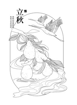 國風二十四節(jié)氣立秋線稿