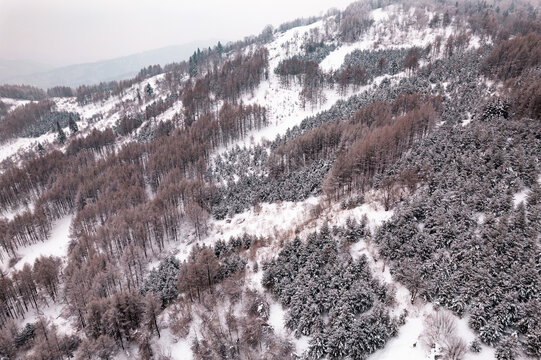 吉林松岭雪村冬季东北农村雪景