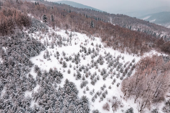 吉林松岭雪村冬季东北农村雪景