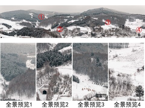 吉林松岭雪村冬季东北农村全景