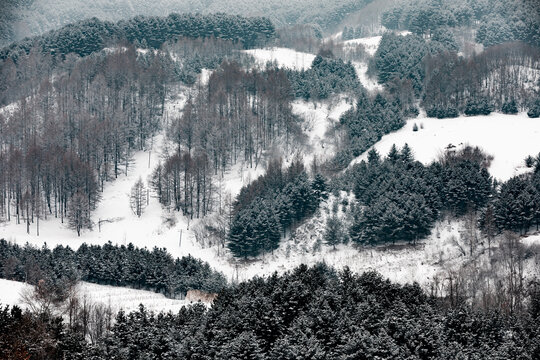 吉林松岭雪村冬季东北农村雪景