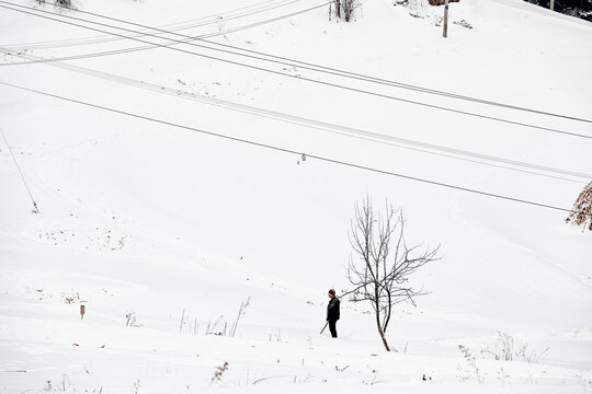 吉林松岭雪村冬季东北农村务农