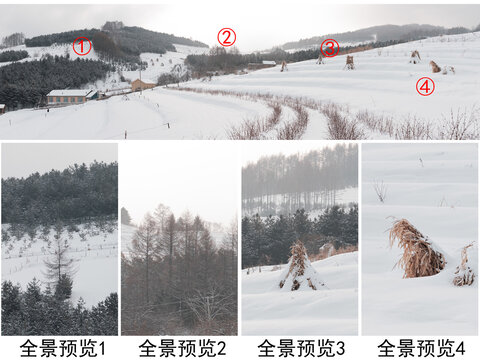 吉林松岭雪村冬季东北农村雪景