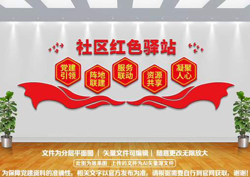 社區(qū)紅色驛站黨建文化墻