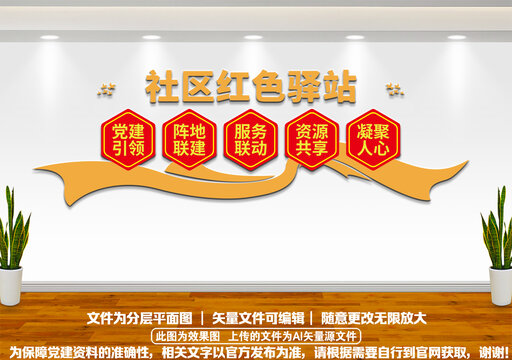 社區(qū)紅色驛站黨建文化墻